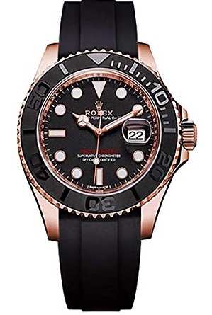 yacht master rose gold rubber strap